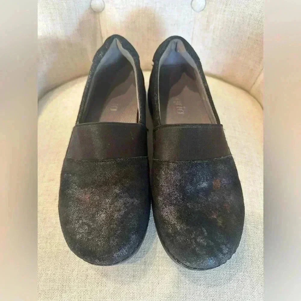 Alegria Shoes GLE-760 Slip On Comfort Clog Ballet Flats Size 37 US 6 Metallic - Picture 2 of 7